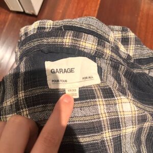 Garage Navy and Cream Plaid Shirt